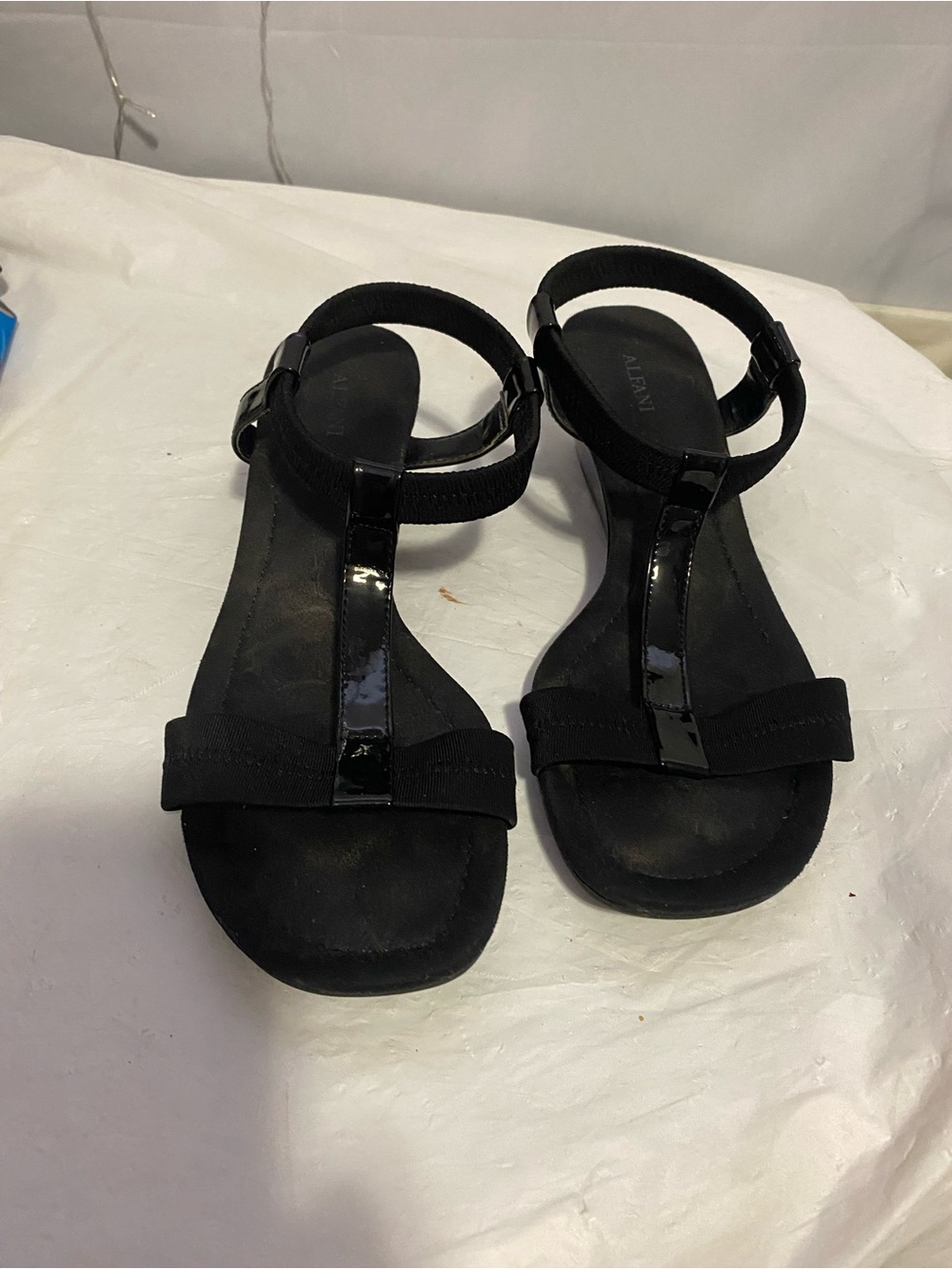 Alfani Black T-Strap Ankle Strap Sandals